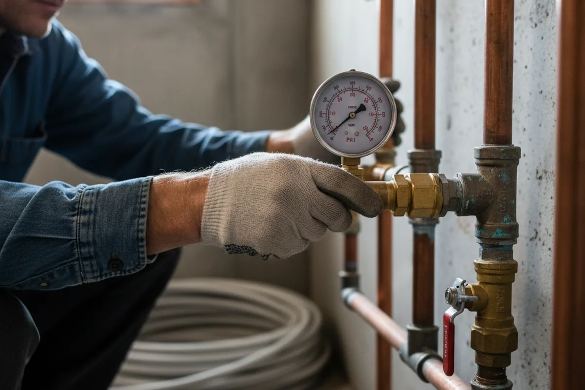 Pressure testing a repaired line during Water Line Repair in Walkerton